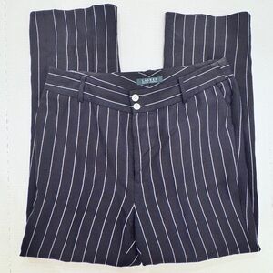 Ralph Lauren Pants Wool Blend Pinstripe Pleated Navy